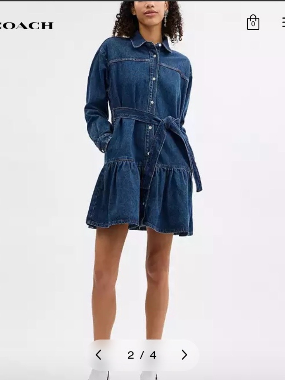 Coach Indigo Denim Shirt Dress with Waist Tie - Picture 2 of 9